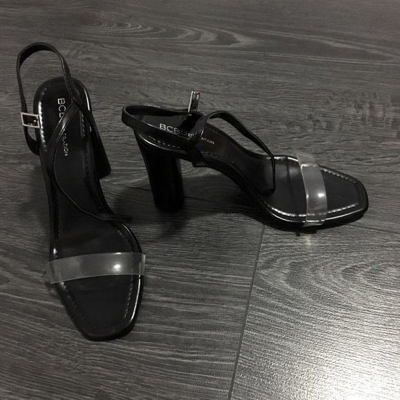 BCBGeneration Black ans Clear strap heels